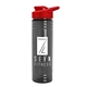 a transparent smoke bottle & red lid 24 oz slim fit upcycle rpet bottles with drink - thru lid