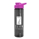 a transparent smoke bottle & pink lid 24 oz slim fit upcycle rpet bottles with drink - thru lid