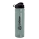 aerial view a glacier blue bottle & black lid 24 oz slim fit upcycle rpet bottle with flip lid, image 1 of 2