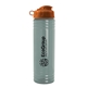 a glacier blue bottle & orange lid 24 oz slim fit upcycle rpet bottle with flip lid
