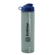 a glacier blue bottle & reflex blue lid 24 oz slim fit upcycle rpet bottle with flip lid