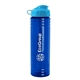 a transparent blue bottle & cyan lid 24 oz slim fit upcycle rpet bottle with flip lid