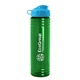 a transparent green bottle & cyan lid 24 oz slim fit upcycle rpet bottle with flip lid