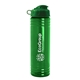 a transparent green bottle & green lid 24 oz slim fit upcycle rpet bottle with flip lid