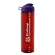 a transparent red bottle & violet lid 24 oz slim fit upcycle rpet bottle with flip lid