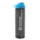a transparent smoke bottle & cyan lid 24 oz slim fit upcycle rpet bottle with flip lid