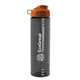 a transparent smoke bottle & orange lid 24 oz slim fit upcycle rpet bottle with flip lid