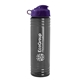 a transparent smoke bottle & violet lid 24 oz slim fit upcycle rpet bottle with flip lid