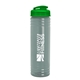 a glacier blue bottle & translucent green lid 24 oz slim fit upcycle rpet bottle with flip lid