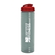a glacier blue bottle & translucent red lid 24 oz slim fit upcycle rpet bottle with flip lid