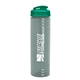 a glacier blue bottle & translucent teal lid 24 oz slim fit upcycle rpet bottle with flip lid