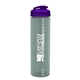 a glacier blue bottle & translucent violet lid 24 oz slim fit upcycle rpet bottle with flip lid