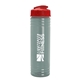 a glacier blue bottle & red lid 24 oz slim fit upcycle rpet bottle with flip lid