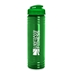a transparent green bottle & translucent green lid 24 oz slim fit upcycle rpet bottle with flip lid