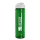 a transparent green bottle & white lid 24 oz slim fit upcycle rpet bottle with flip lid