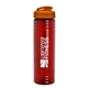 a transparent red bottle & translucent orange lid 24 oz slim fit upcycle rpet bottle with flip lid