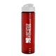 a transparent red bottle & white lid 24 oz slim fit upcycle rpet bottle with flip lid
