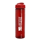 a transparent red bottle & red lid 24 oz slim fit upcycle rpet bottle with flip lid