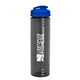a transparent smoke bottle & translucent blue lid 24 oz slim fit upcycle rpet bottle with flip lid