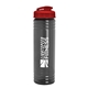 a transparent smoke bottle & translucent red lid 24 oz slim fit upcycle rpet bottle with flip lid