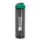 a transparent smoke bottle & translucent teal lid 24 oz slim fit upcycle rpet bottle with flip lid
