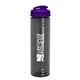 a transparent smoke bottle & translucent violet lid 24 oz slim fit upcycle rpet bottle with flip lid