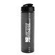 aerial view a transparent smoke bottle & black lid 24 oz slim fit upcycle rpet bottle with flip lid, image 1 of 2