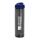 a transparent smoke bottle & navy blue lid 24 oz slim fit upcycle rpet bottle with flip lid