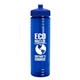 a transparent blue bottle & royal blue lid 24 oz slim fit upcycle rpet bottle with push - pull lid