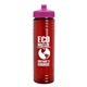 a transparent red bottle & hot pink lid 24 oz slim fit upcycle rpet bottle with push - pull lid
