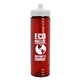 a transparent red bottle & white lid 24 oz slim fit upcycle rpet bottle with push - pull lid