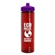 a transparent red bottle & violet lid 24 oz slim fit upcycle rpet bottle with push - pull lid