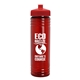 a transparent red bottle & red lid 24 oz slim fit upcycle rpet bottle with push - pull lid