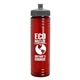 a transparent red bottle & gray lid 24 oz slim fit upcycle rpet bottle with push - pull lid