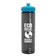 a transparent smoke bottle & cyan lid 24 oz slim fit upcycle rpet bottle with push - pull lid