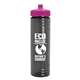 a transparent smoke bottle & hot pink lid 24 oz slim fit upcycle rpet bottle with push - pull lid