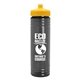 a transparent smoke bottle & yellow lid 24 oz slim fit upcycle rpet bottle with push - pull lid