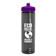 a transparent smoke bottle & violet lid 24 oz slim fit upcycle rpet bottle with push - pull lid