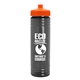 a transparent smoke bottle & orange lid 24 oz slim fit upcycle rpet bottle with push - pull lid