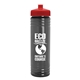 a transparent smoke bottle & red lid 24 oz slim fit upcycle rpet bottle with push - pull lid
