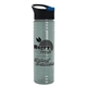 a glacier blue bottle & black with blue flip tab lid 24 oz slim fit upcycle rpet bottles with pop - up sip lid