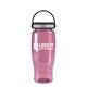 a transparent pink bottle & black with gray trim lid poly - pure - 27 oz transparent bottle with ez grip lid