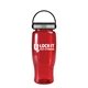 a transparent red bottle & black with gray trim lid poly - pure - 27 oz transparent bottle with ez grip lid