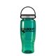 a transparent teal bottle & black with gray trim lid poly - pure - 27 oz transparent bottle with ez grip lid