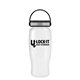 a white bottle & black with gray trim lid poly - pure - 27 oz transparent bottle with ez grip lid