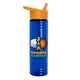 a transparent blue bottle & orange lid 24 oz slim fit upcycle rpet bottles with flip straw lid digital