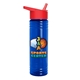 a transparent blue bottle & red lid 24 oz slim fit upcycle rpet bottles with flip straw lid digital