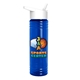 a transparent blue bottle & white lid 24 oz slim fit upcycle rpet bottles with flip straw lid digital