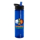 a transparent blue bottle & black with blue spout lid 24 oz slim fit upcycle rpet bottles with flip straw lid digital