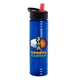 a transparent blue bottle & black with red spout lid 24 oz slim fit upcycle rpet bottles with flip straw lid digital